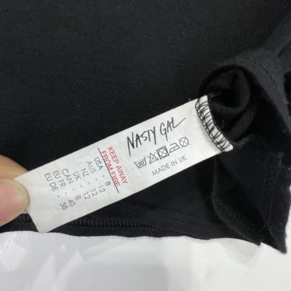 Nasty Gal Collection Women Sz 8 M Cropped T Shirt Black Crew Neck - Picture 11 of 16